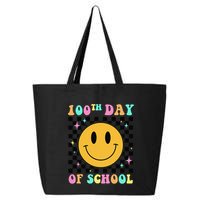 100th Day Of School Vibes Funny Smile Face 100 Days School 25L Jumbo Tote
