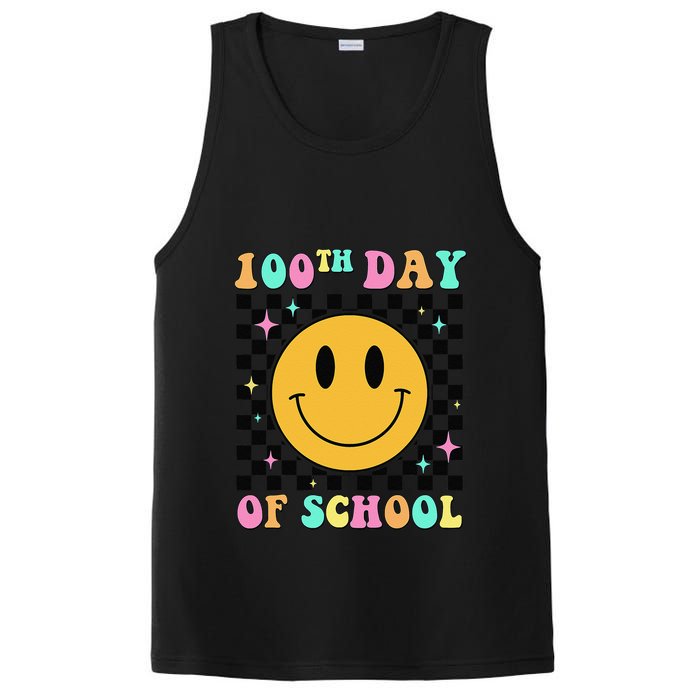 100th Day Of School Vibes Funny Smile Face 100 Days School PosiCharge Competitor Tank