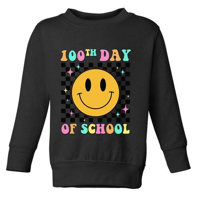100th Day Of School Vibes Funny Smile Face 100 Days School Toddler Sweatshirt