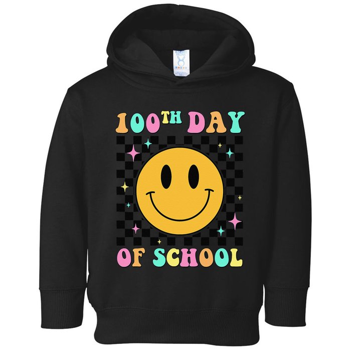 100th Day Of School Vibes Funny Smile Face 100 Days School Toddler Hoodie
