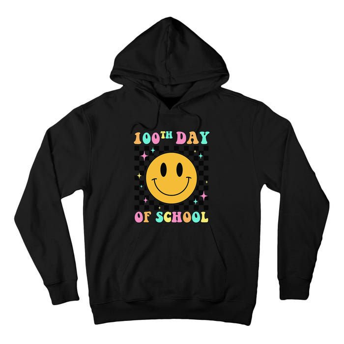 100th Day Of School Vibes Funny Smile Face 100 Days School Tall Hoodie