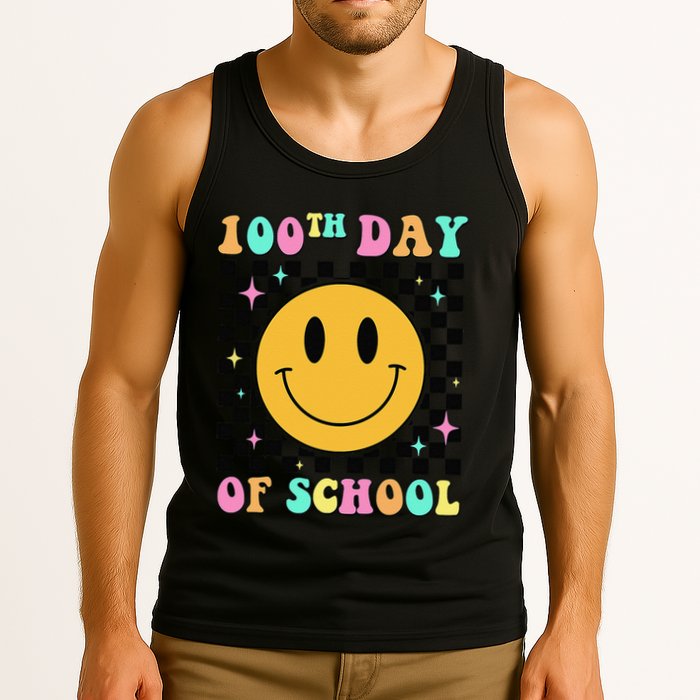 100th Day Of School Vibes Funny Smile Face 100 Days School Tank Top