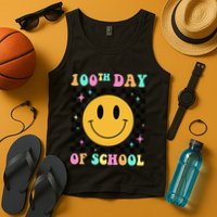100th Day Of School Vibes Funny Smile Face 100 Days School Tank Top