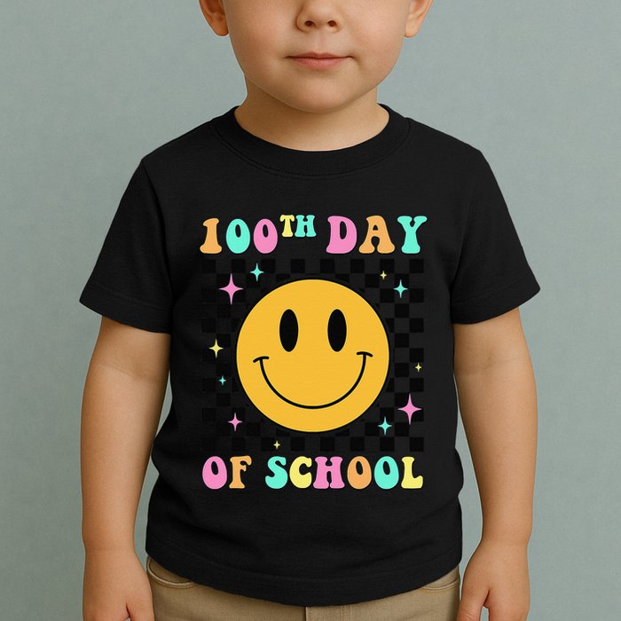 100th Day Of School Vibes Funny Smile Face 100 Days School Toddler T-Shirt