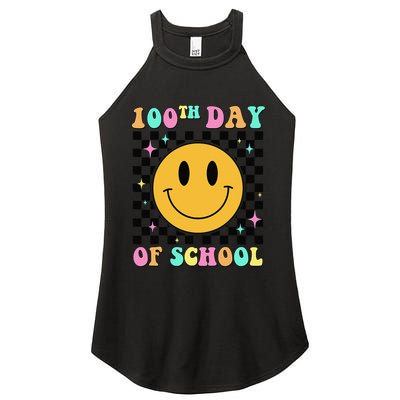 100th Day Of School Vibes Funny Smile Face 100 Days School Women's Perfect Tri Rocker Tank