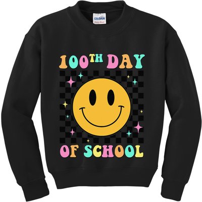 100th Day Of School Vibes Funny Smile Face 100 Days School Kids Sweatshirt