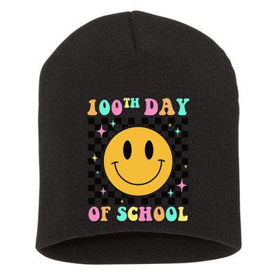 100th Day Of School Vibes Funny Smile Face 100 Days School Short Acrylic Beanie