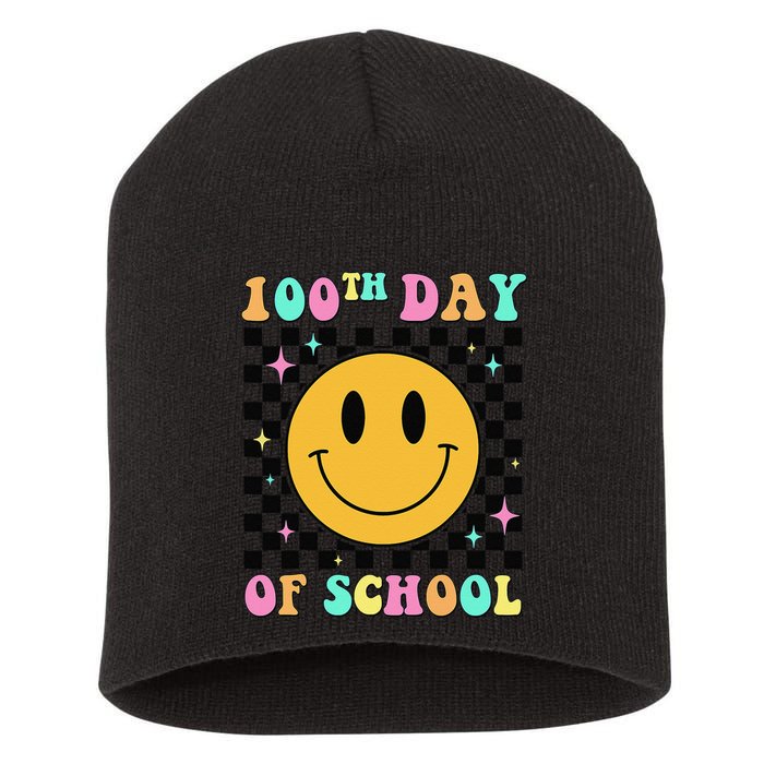 100th Day Of School Vibes Funny Smile Face 100 Days School Short Acrylic Beanie