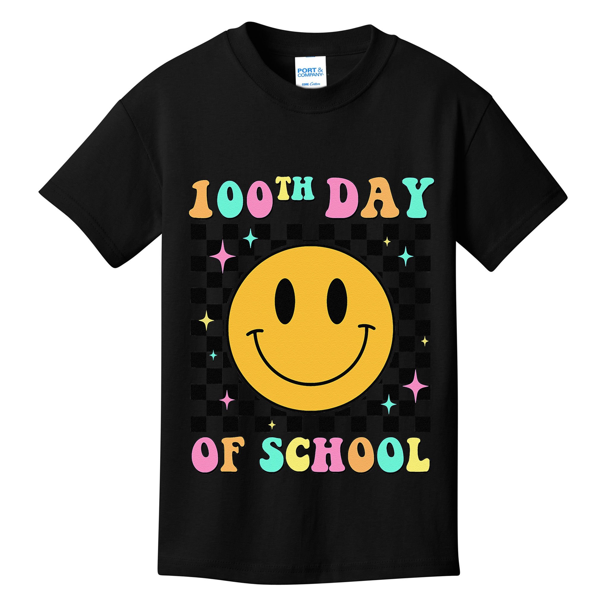 100th Day Of School Vibes Funny Smile Face 100 Days School Kids T-Shirt