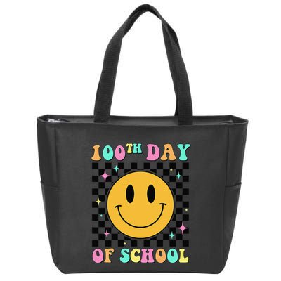 100th Day Of School Vibes Funny Smile Face 100 Days School Zip Tote Bag