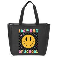 100th Day Of School Vibes Funny Smile Face 100 Days School Zip Tote Bag