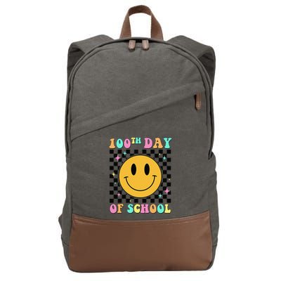 100th Day Of School Vibes Funny Smile Face 100 Days School Cotton Canvas Backpack