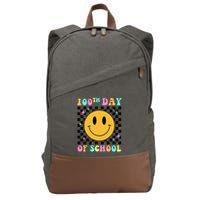 100th Day Of School Vibes Funny Smile Face 100 Days School Cotton Canvas Backpack