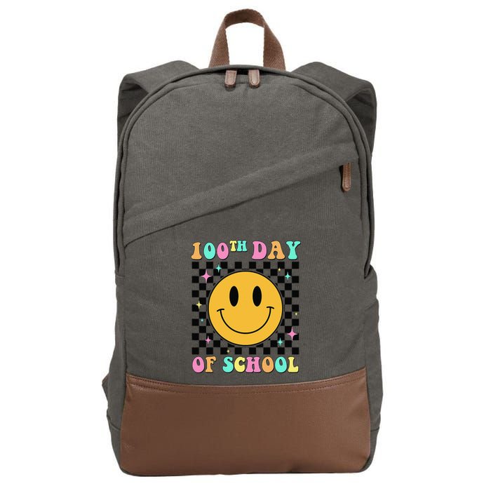 100th Day Of School Vibes Funny Smile Face 100 Days School Cotton Canvas Backpack