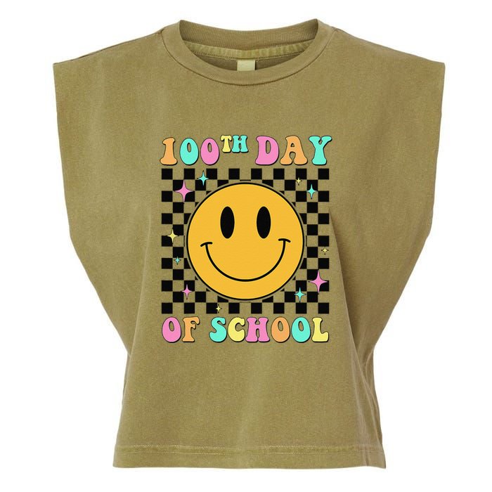 100th Day Of School Vibes Funny Smile Face 100 Days School Garment-Dyed Women's Muscle Tee