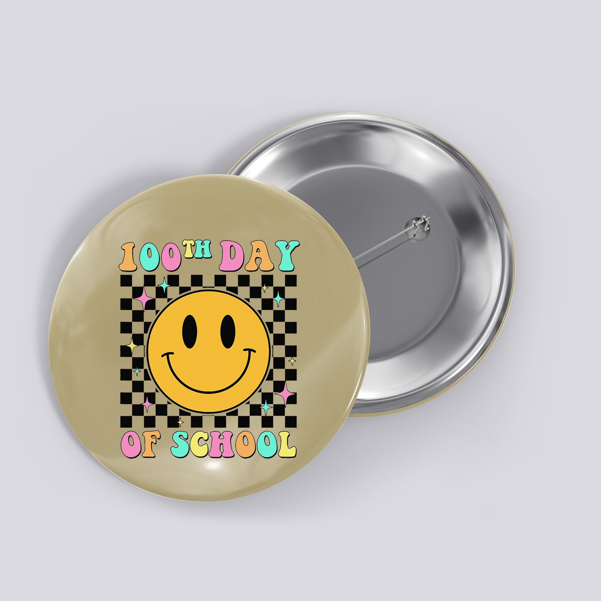 100th Day Of School Vibes Funny Smile Face 100 Days School Button