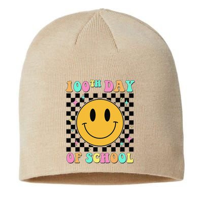 100th Day Of School Vibes Funny Smile Face 100 Days School Sustainable Beanie