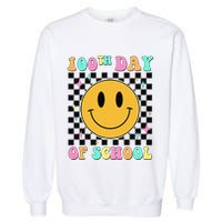 100th Day Of School Vibes Funny Smile Face 100 Days School Garment-Dyed Sweatshirt