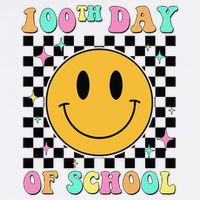 100th Day Of School Vibes Funny Smile Face 100 Days School Garment-Dyed Sweatshirt