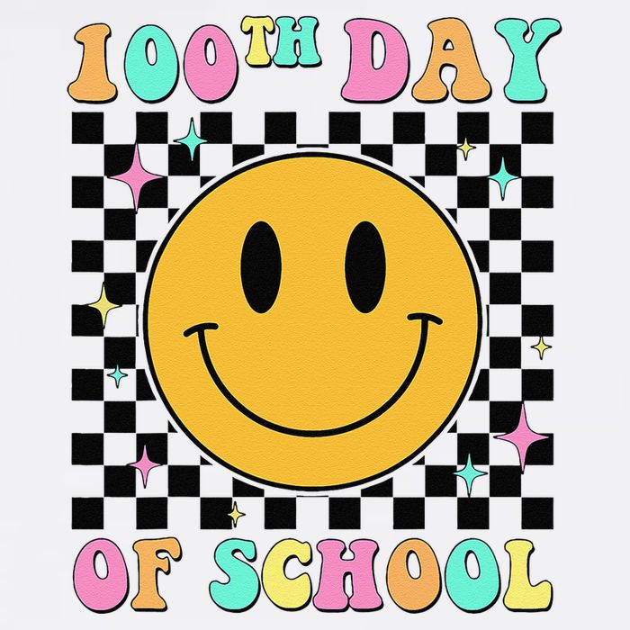100th Day Of School Vibes Funny Smile Face 100 Days School Garment-Dyed Sweatshirt