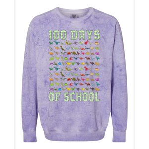 100 Days Of School Dinosaur Colorblast Crewneck Sweatshirt