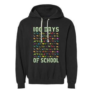 100 Days Of School Dinosaur Garment-Dyed Fleece Hoodie