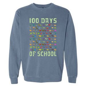 100 Days Of School Dinosaur Garment-Dyed Sweatshirt