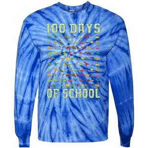 100 Days Of School Dinosaur Tie-Dye Long Sleeve Shirt