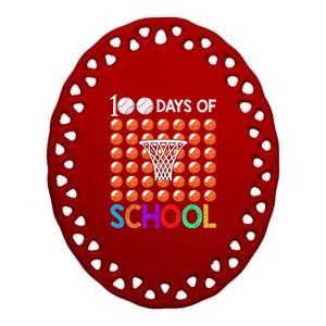 100th Day Of School Baseball 100 Days Smarter Teacher Boy Ceramic Oval Ornament