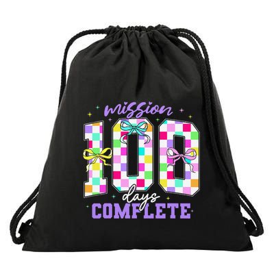 100 Days Of School Teacher Retro Girl 100th Days Of School Drawstring Bag