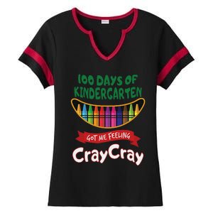 100 Days Of Kindergarten Got Me Feeling Cray Cray Ladies Halftime Notch Neck Tee