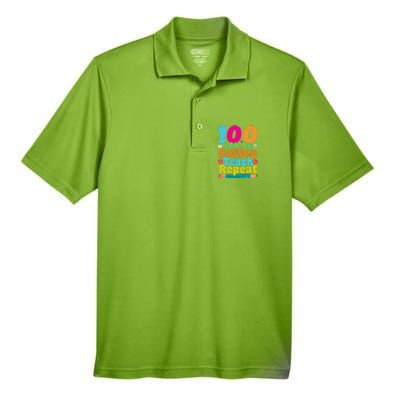 100 Days Of Coffee Teach Repeat 100th Day School Teacher Gift Men's Origin Performance Pique Polo