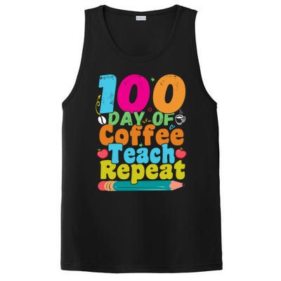 100 Days Of Coffee Teach Repeat 100th Day School Teacher Gift PosiCharge Competitor Tank