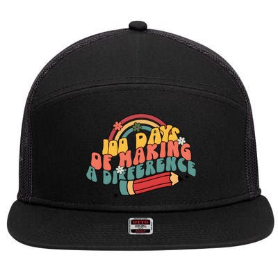 100 Days Of Making A Difference Happy 100 Days 7 Panel Mesh Trucker Snapback Hat