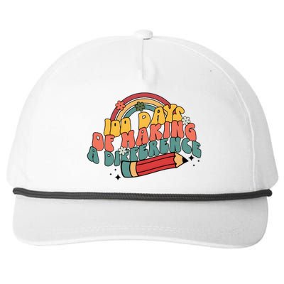 100 Days Of Making A Difference Happy 100 Days Snapback Five-Panel Rope Hat