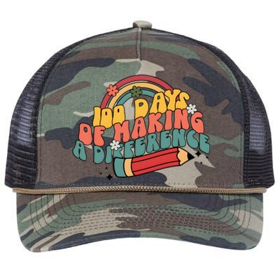 100 Days Of Making A Difference Happy 100 Days Retro Rope Trucker Hat Cap