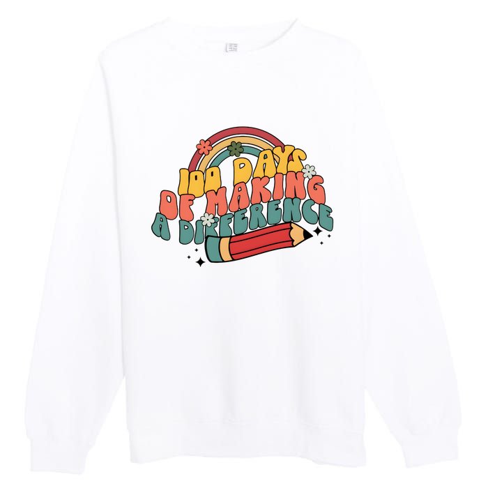 100 Days Of Making A Difference Happy 100 Days Premium Crewneck Sweatshirt