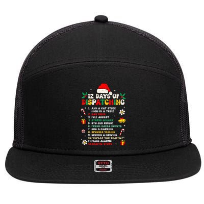 12 Days Of Dispatching Christmas Pajama Xmas Dispatcher  7 Panel Mesh Trucker Snapback Hat