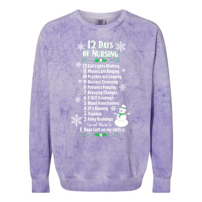 12 Days Of Nursing Funny Nurses Christmas Ugly Gift Colorblast Crewneck Sweatshirt