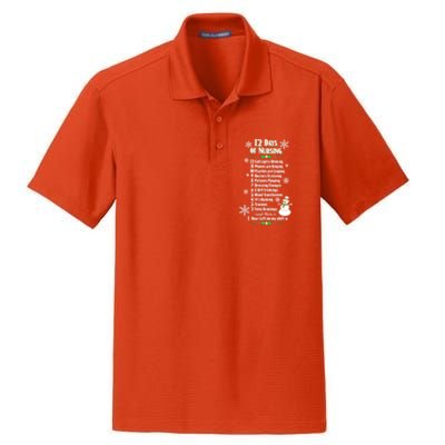 12 Days Of Nursing Funny Nurses Christmas Ugly Gift Dry Zone Grid Polo