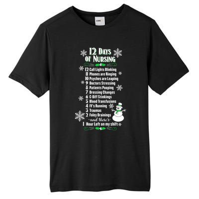 12 Days Of Nursing Funny Nurses Christmas Ugly Gift Tall Fusion ChromaSoft Performance T-Shirt