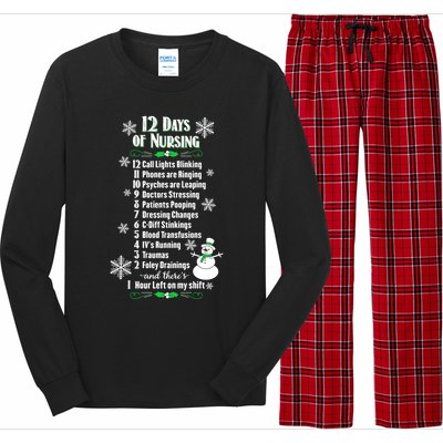 12 Days Of Nursing Funny Nurses Christmas Ugly Gift Long Sleeve Pajama Set