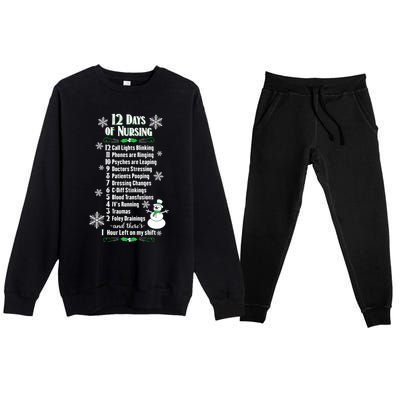 12 Days Of Nursing Funny Nurses Christmas Ugly Gift Premium Crewneck Sweatsuit Set