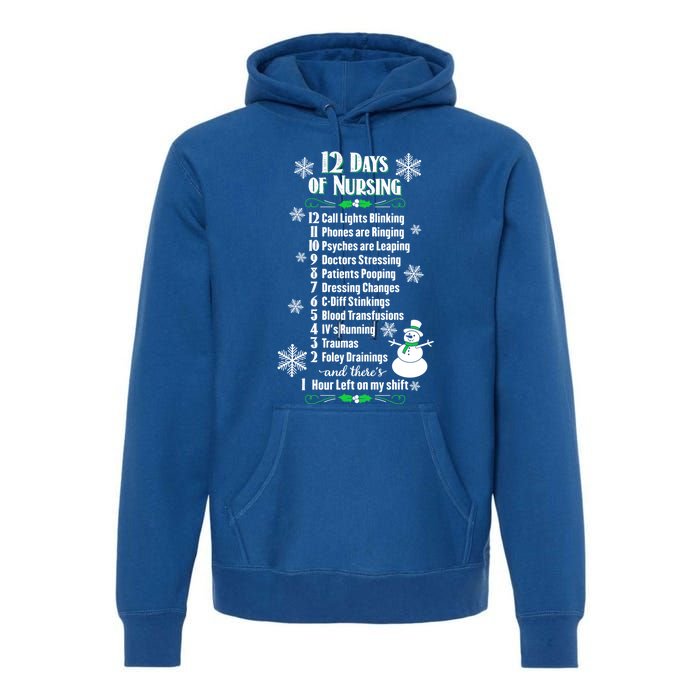 12 Days Of Nursing Funny Nurses Christmas Ugly Gift Premium Hoodie