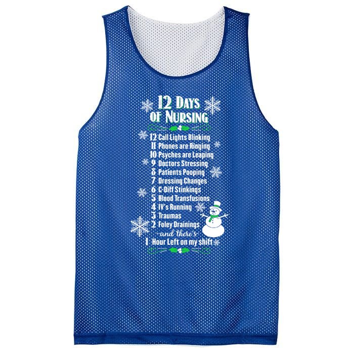 12 Days Of Nursing Funny Nurses Christmas Ugly Gift Mesh Reversible Basketball Jersey Tank