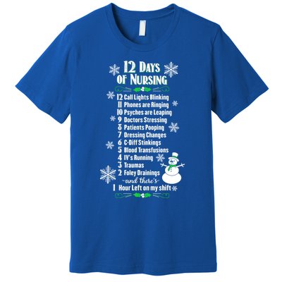 12 Days Of Nursing Funny Nurses Christmas Ugly Gift Premium T-Shirt