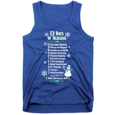 12 Days Of Nursing Funny Nurses Christmas Ugly Gift Tank Top