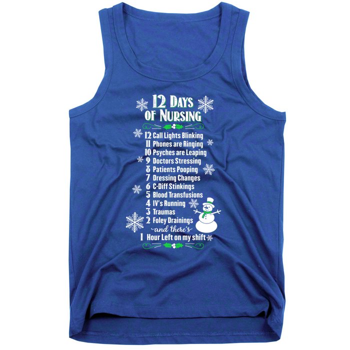 12 Days Of Nursing Funny Nurses Christmas Ugly Gift Tank Top