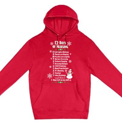 12 Days Of Nursing Funny Nurses Christmas Ugly Gift Premium Pullover Hoodie