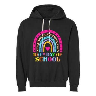 100th Day of School Teacher College 100 Days Smarter Rainbow Garment-Dyed Fleece Hoodie